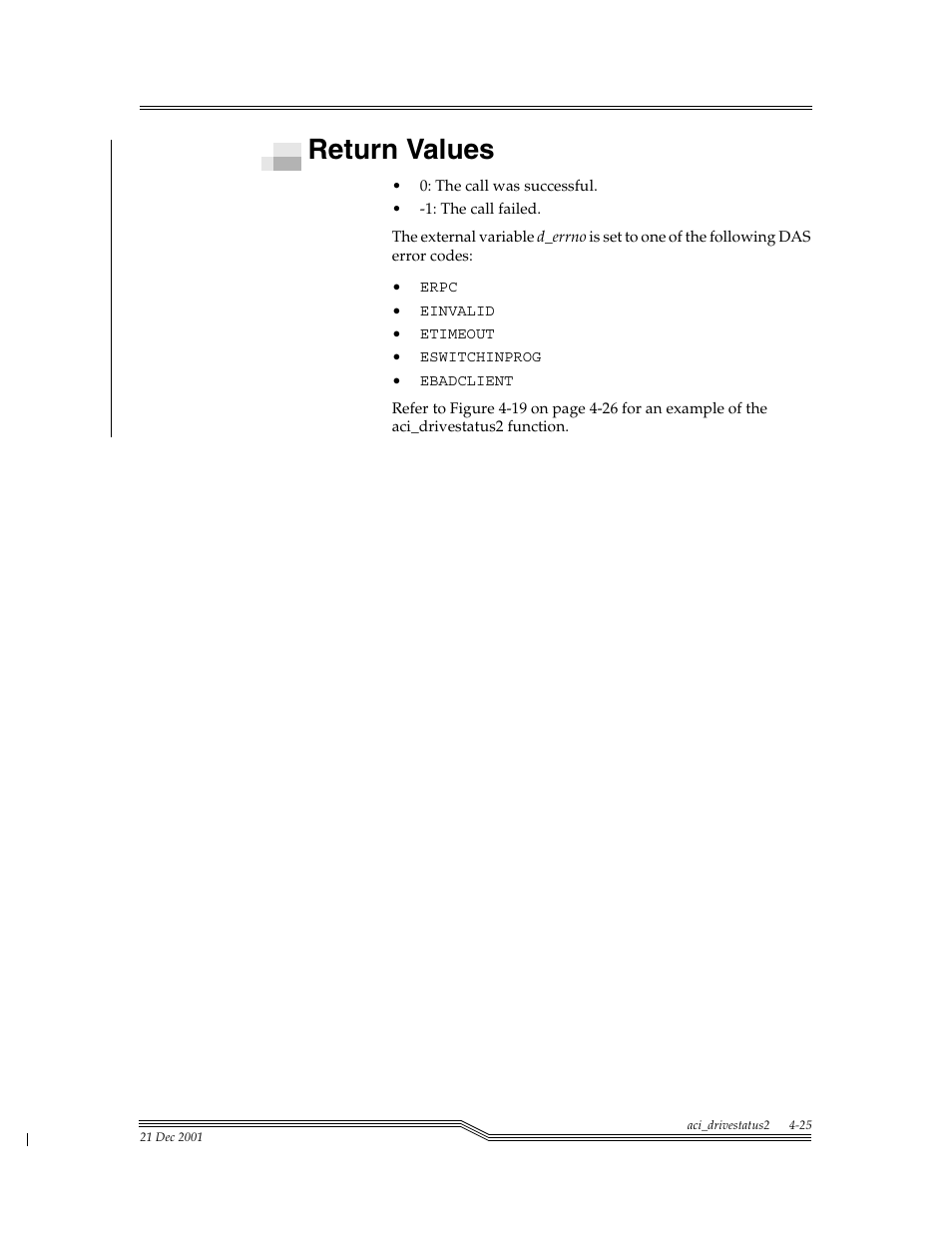 Return values, Return values -25 | ADIC Server User Manual | Page 67 / 218