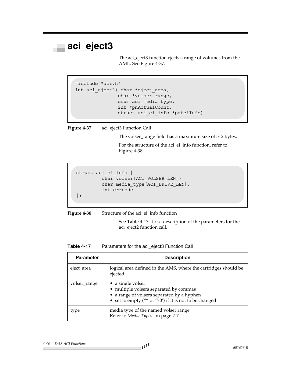 Aci_eject3, Aci_eject3 -46, Figure 4-37 | Figure 4-38, Table 4-17, Para | ADIC Server User Manual | Page 88 / 218