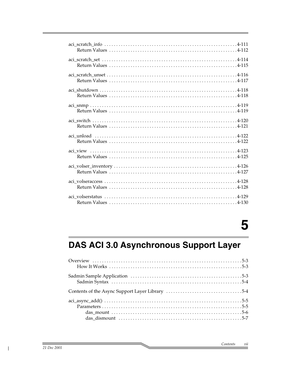 Das aci 3.0 asynchronous support layer | ADIC Server User Manual | Page 9 / 218