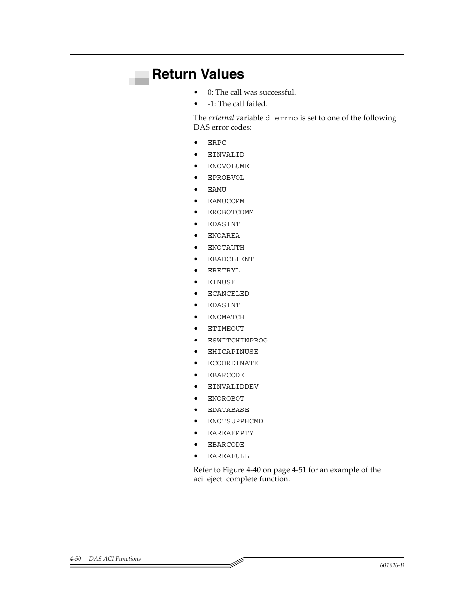 Return values, Return values -50 | ADIC Server User Manual | Page 92 / 218