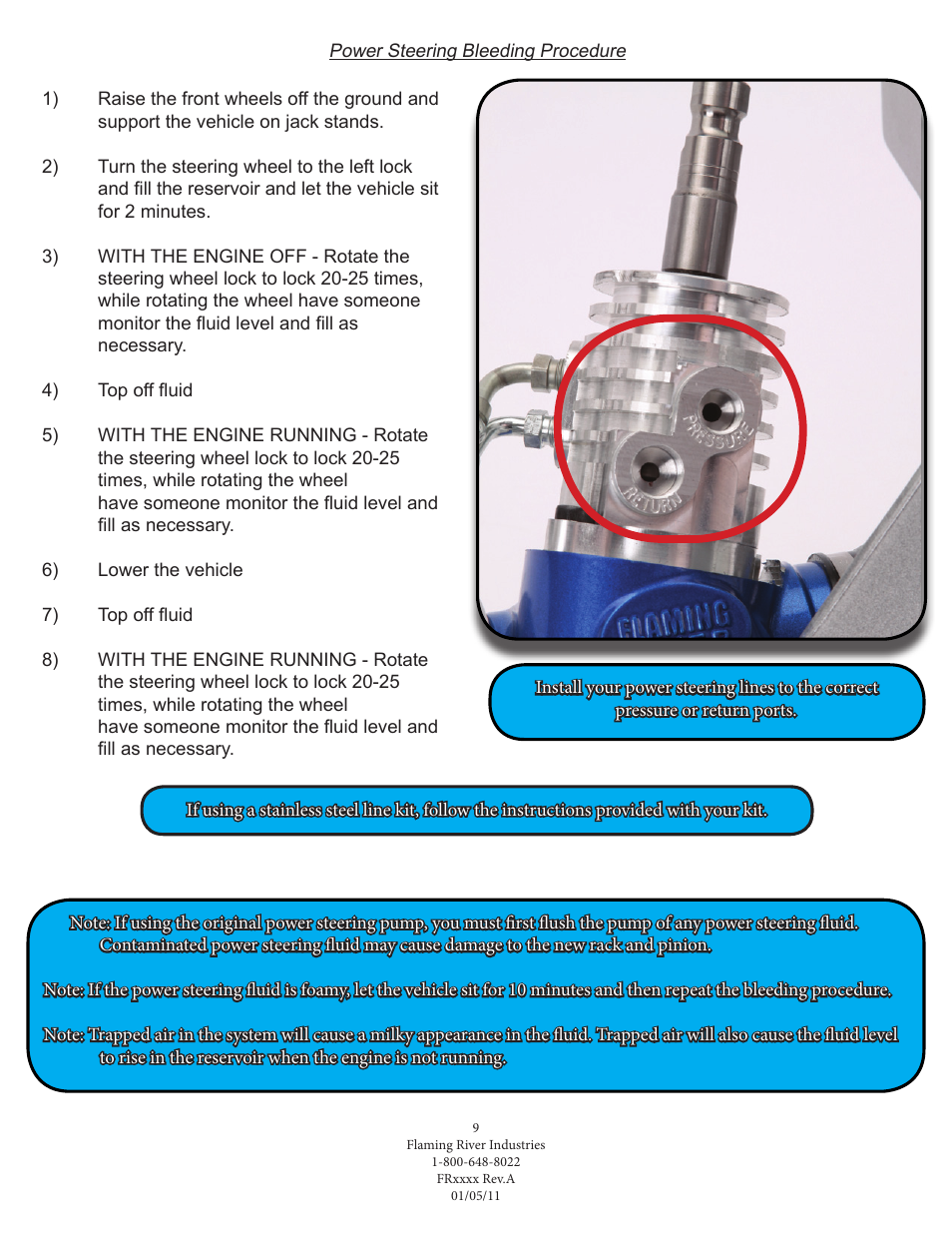 Flaming River Corvette Rack and Pinion 1963-82 User Manual | Page 10 / 10