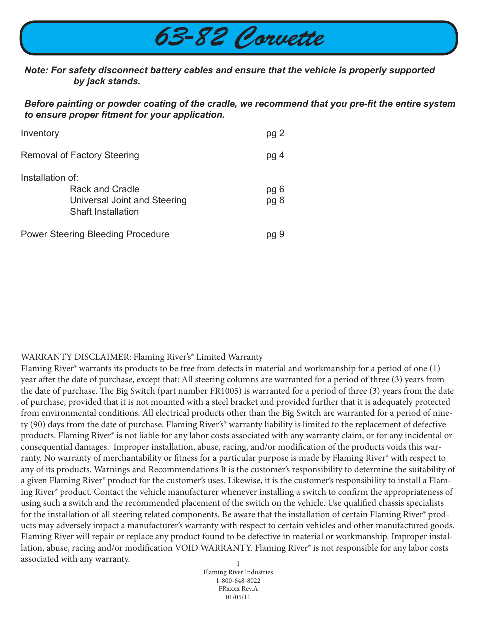 82 corvette | Flaming River Corvette Rack and Pinion 1963-82 User Manual | Page 2 / 10