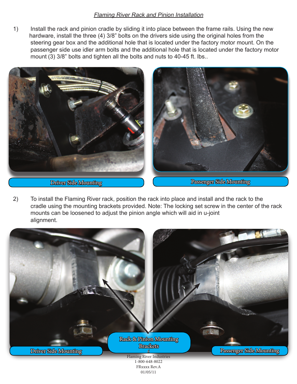 Flaming River Corvette Rack and Pinion 1963-82 User Manual | Page 7 / 10
