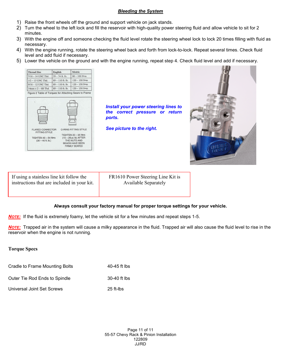 Flaming River Tri-5 5 Power Rack and Pinion User Manual | Page 12 / 12