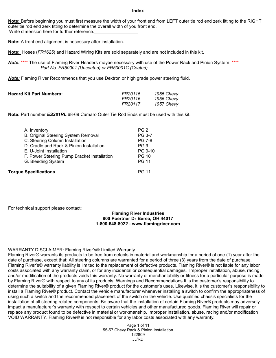 Flaming River Tri-5 5 Power Rack and Pinion User Manual | Page 2 / 12