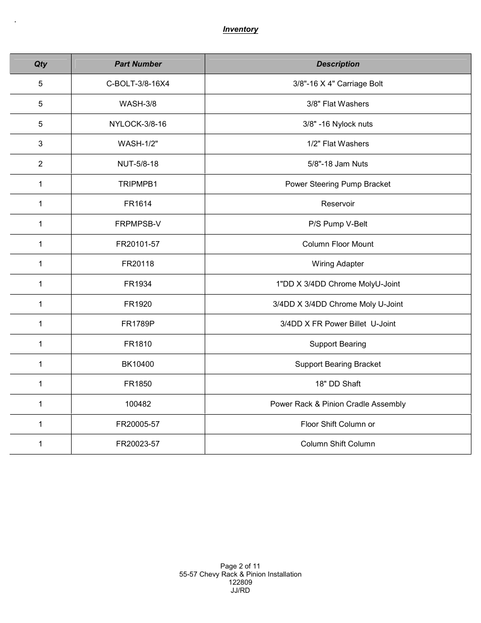 Flaming River Tri-5 5 Power Rack and Pinion User Manual | Page 3 / 12