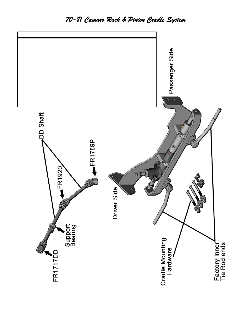 81 camaro rack & pinion cradle system | Flaming River Camaro Rack & Pinion Cradle Kits 1970-81 User Manual | Page 3 / 12