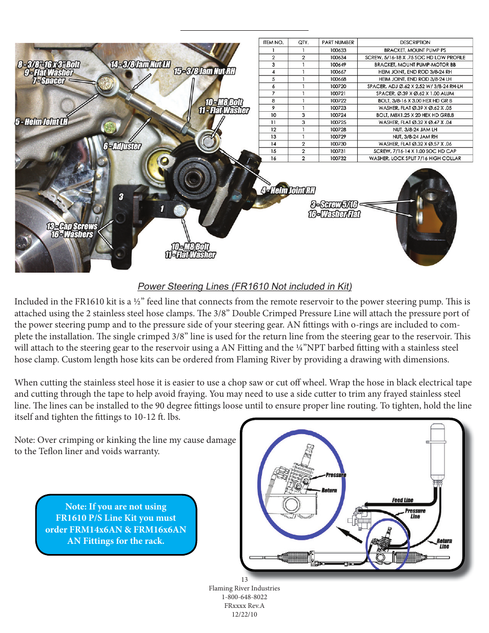 Flaming River Chevelle/El Camino Rack and Pinion 1964-67 User Manual | Page 14 / 16