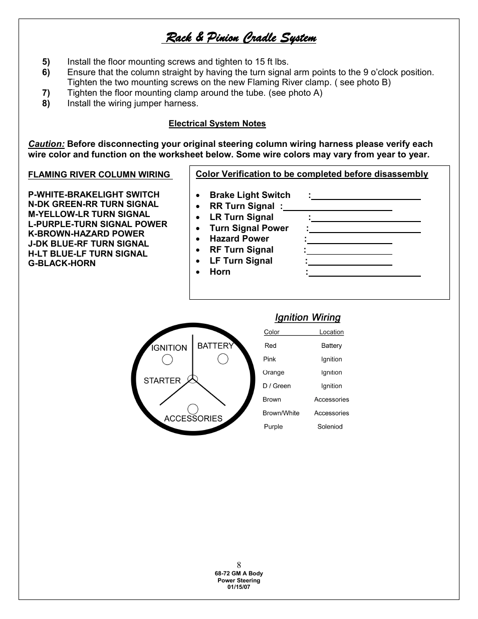 Rack & pinion cradle system | Flaming River Chevelle/El Camino Rack and Pinion 1968-72 User Manual | Page 10 / 15
