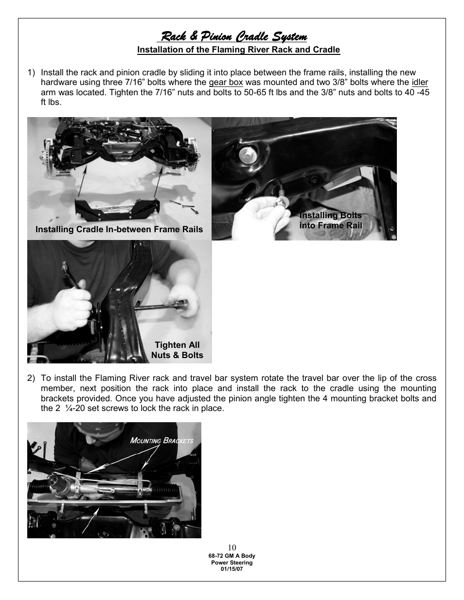 Rack & pinion cradle system | Flaming River Chevelle/El Camino Rack and Pinion 1968-72 User Manual | Page 12 / 15