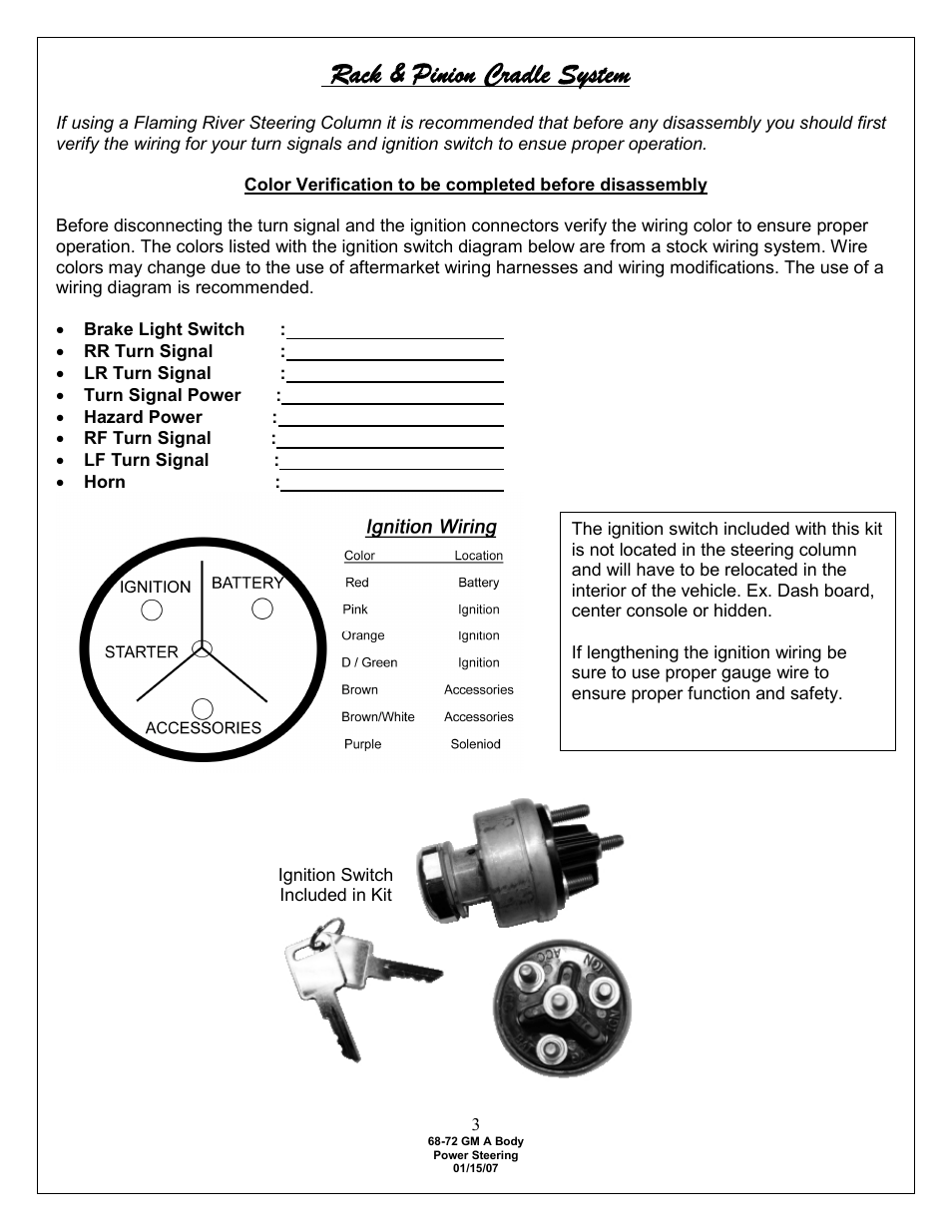 Rack & pinion cradle system | Flaming River Chevelle/El Camino Rack and Pinion 1968-72 User Manual | Page 5 / 15