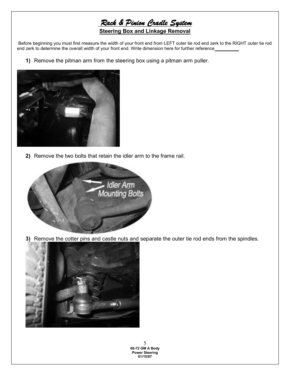 Rack & pinion cradle system | Flaming River Chevelle/El Camino Rack and Pinion 1968-72 User Manual | Page 7 / 15