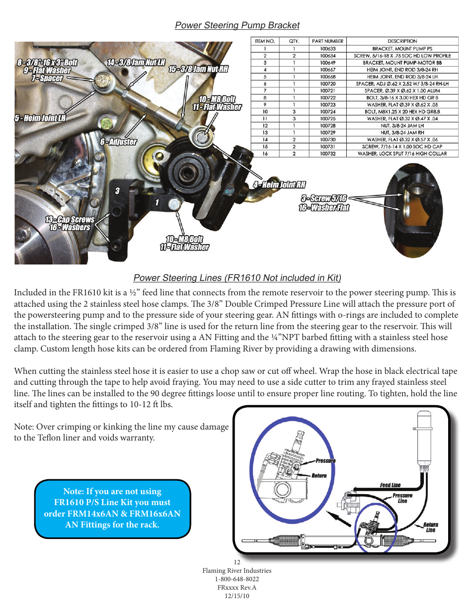 Flaming River Impala Rack & Pinion Cradle Kit 1958-64 User Manual | Page 13 / 14