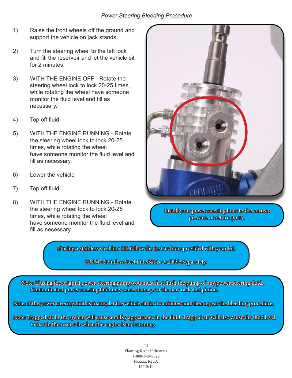 Flaming River Impala Rack & Pinion Cradle Kit 1958-64 User Manual | Page 14 / 14