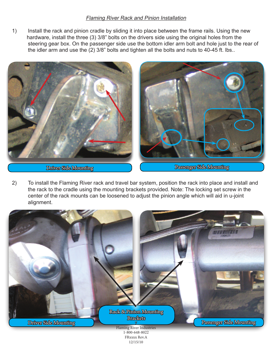 Flaming River Impala Rack & Pinion Cradle Kit 1958-64 User Manual | Page 8 / 14
