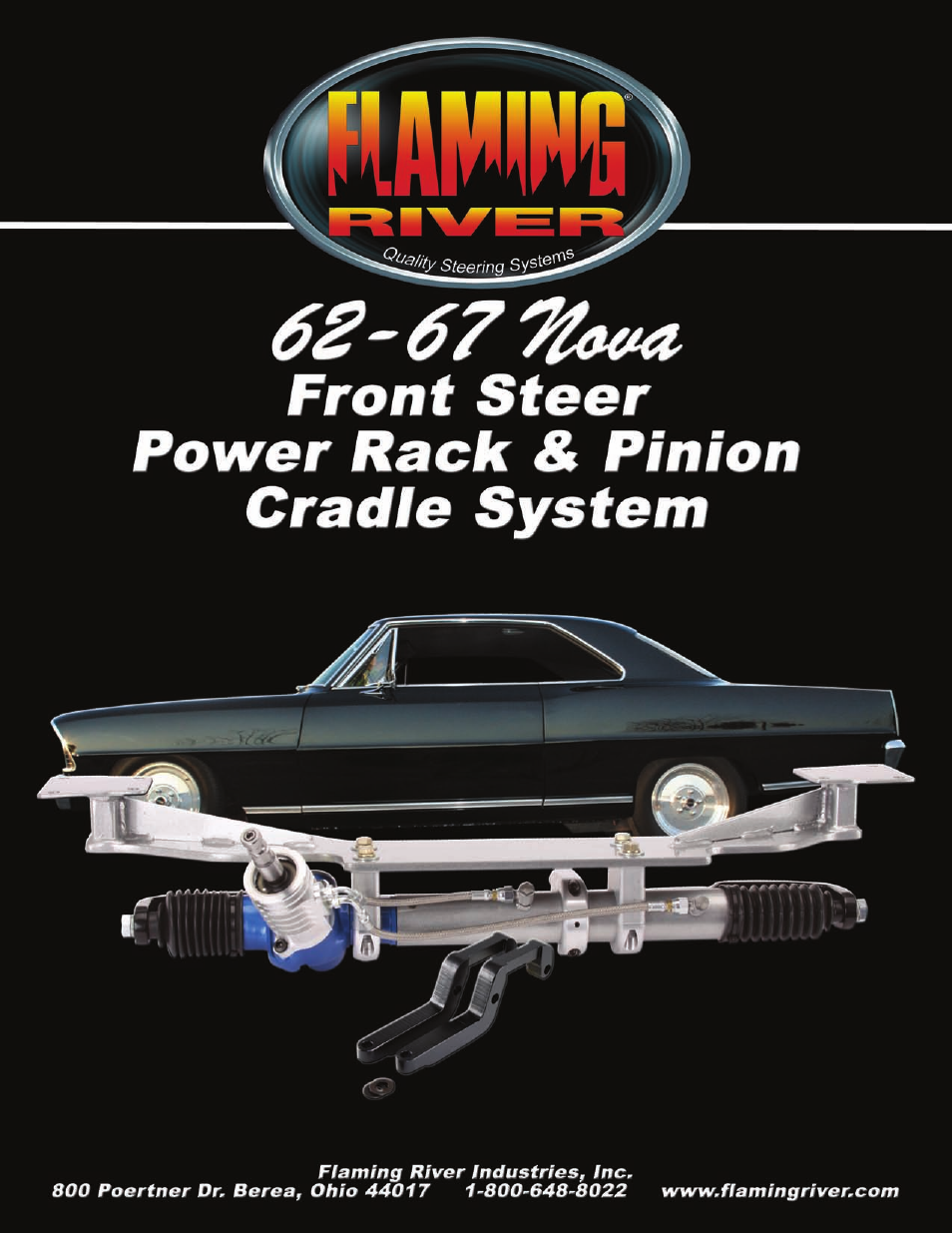 Flaming River Nova Front Steer Power Rack and Pinion Cradle Kits 1962-67 User Manual | 12 pages