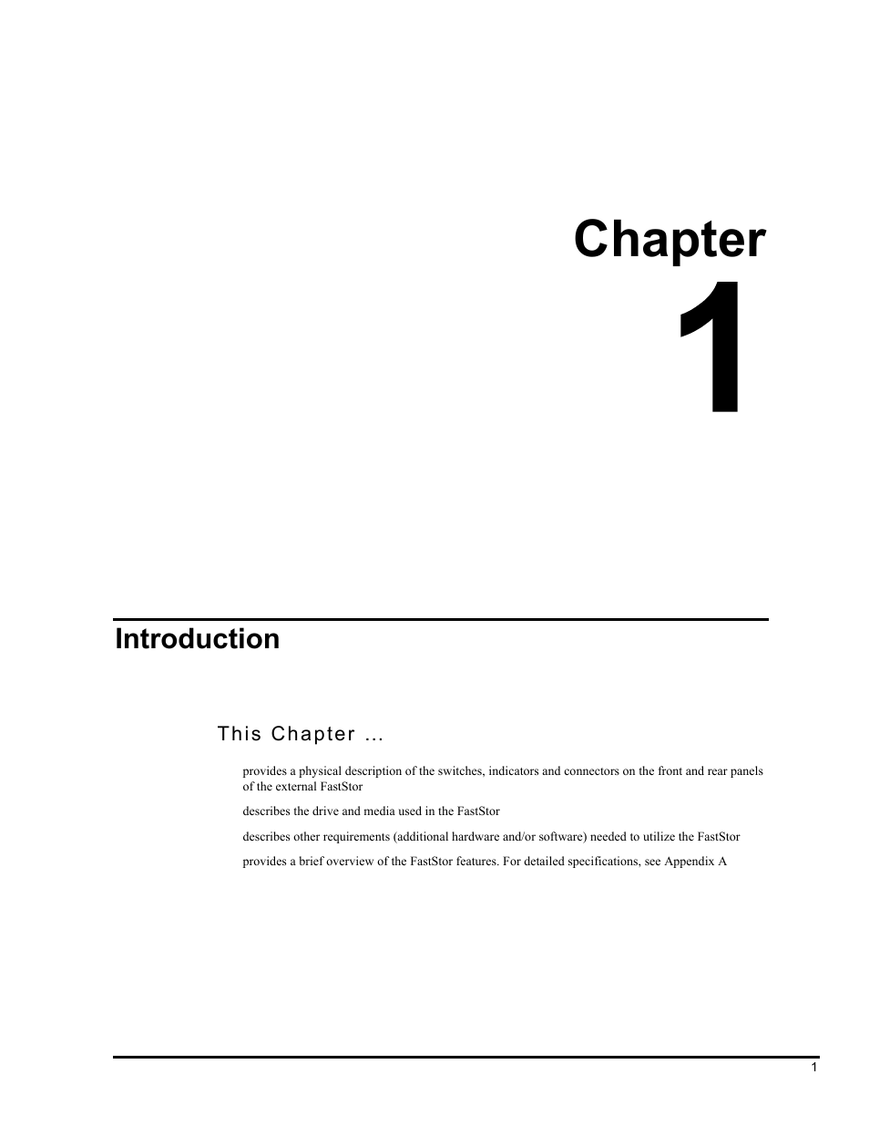 Chapter, Introduction | ADIC FastStor Mass Storage Device User Manual | Page 17 / 68