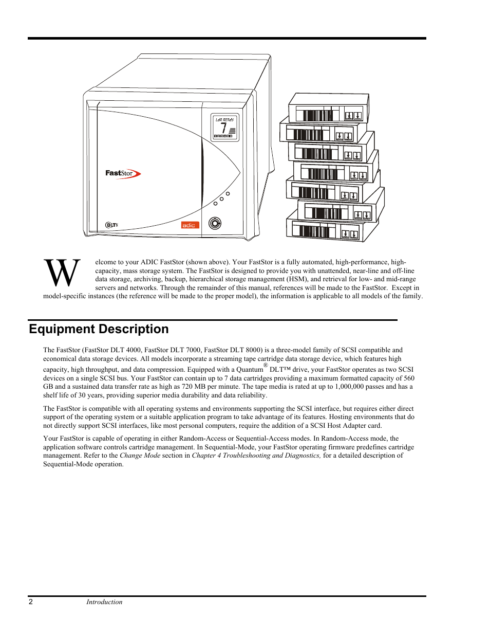 Equipment description | ADIC FastStor Mass Storage Device User Manual | Page 18 / 68