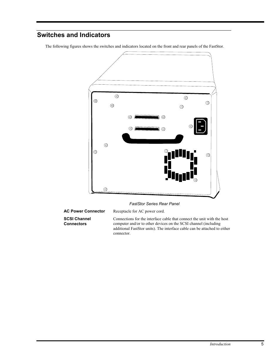 Switches and indicators | ADIC FastStor Mass Storage Device User Manual | Page 21 / 68