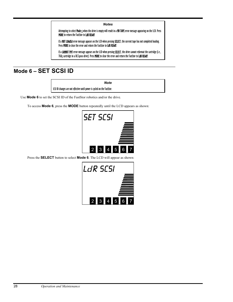 Set scsi, L r scsi, Set scsi id | ADIC FastStor Mass Storage Device User Manual | Page 44 / 68