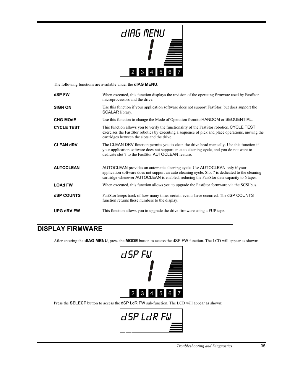 Iag menu, Sp fw, Sp l r fw | ADIC FastStor Mass Storage Device User Manual | Page 51 / 68
