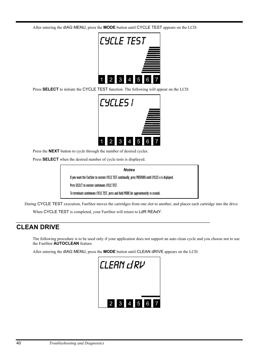 Cycle test, Cycles, Clean rv | ADIC FastStor Mass Storage Device User Manual | Page 56 / 68