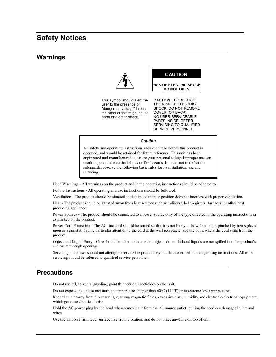 Safety notices, Warnings, Precautions | ADIC FastStor Mass Storage Device User Manual | Page 7 / 68