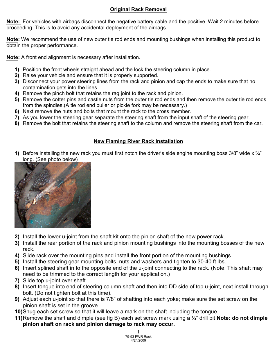 Flaming River Power Rack & Pinion Mustang 1979-93 User Manual | Page 2 / 4