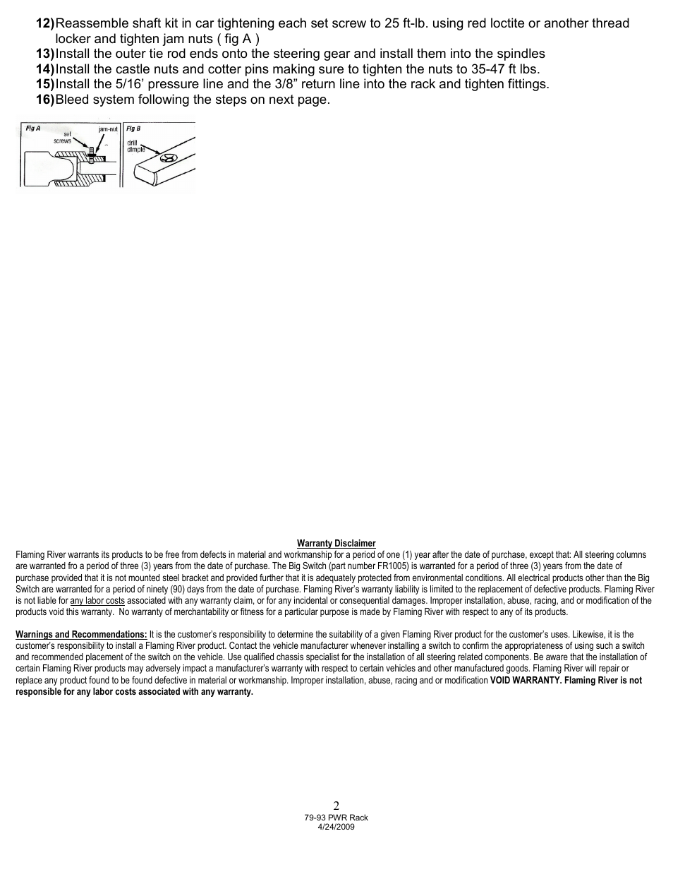 Flaming River Power Rack & Pinion Mustang 1979-93 User Manual | Page 3 / 4