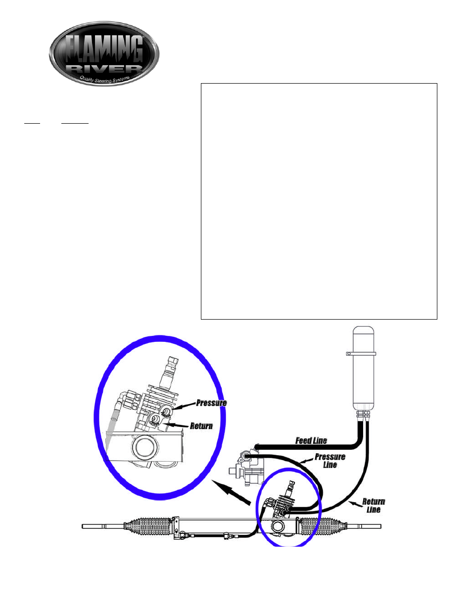 Flaming River FR1610 Power Steering Hose User Manual | 1 page