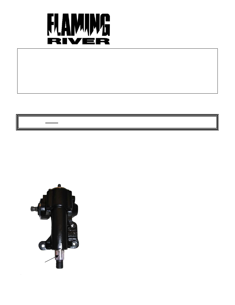 Flaming River Short Shaft Mustang Box Centering User Manual | 1 page