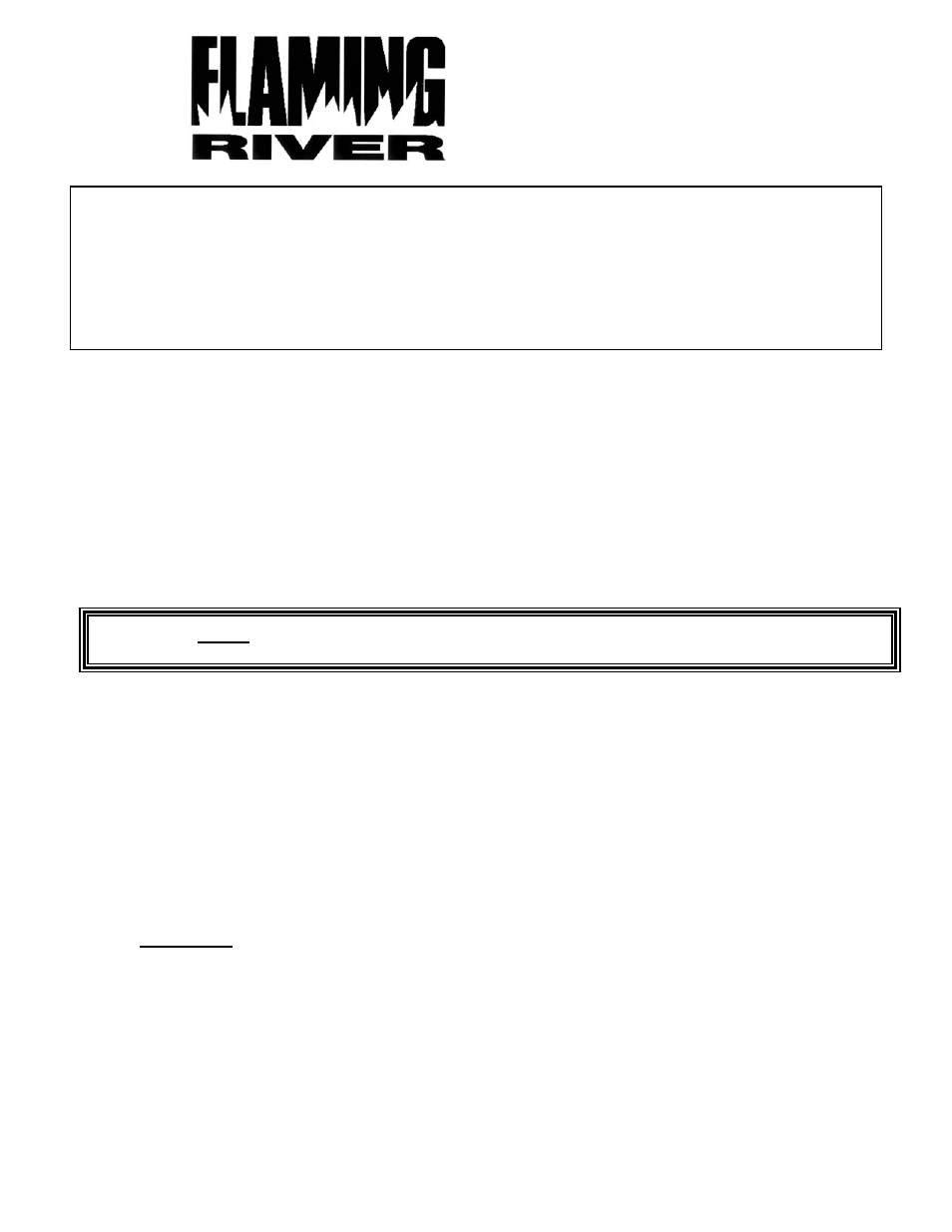 Flaming River Vega Box User Manual | 2 pages