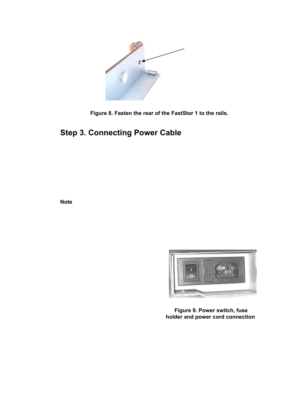 Step 3. connecting power cable | ADIC FastStor User Manual | Page 11 / 15