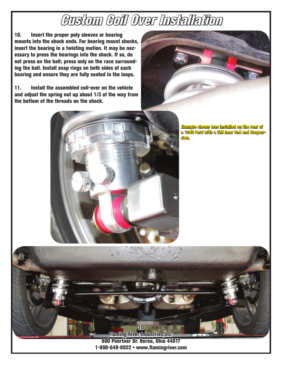 Custom coil over installation | Flaming River Dual Adjustable Shocks User Manual | Page 12 / 14