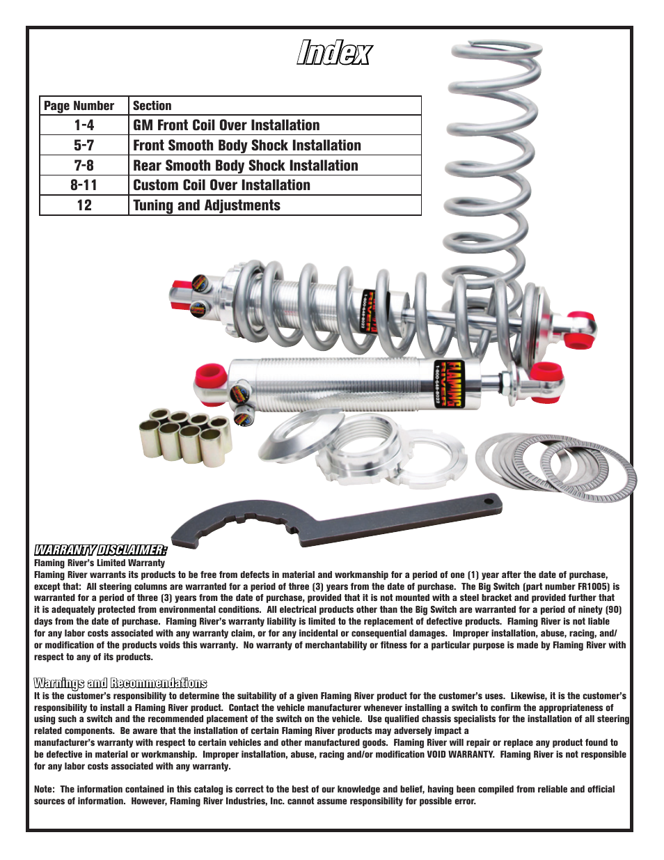 Index | Flaming River Dual Adjustable Shocks User Manual | Page 2 / 14