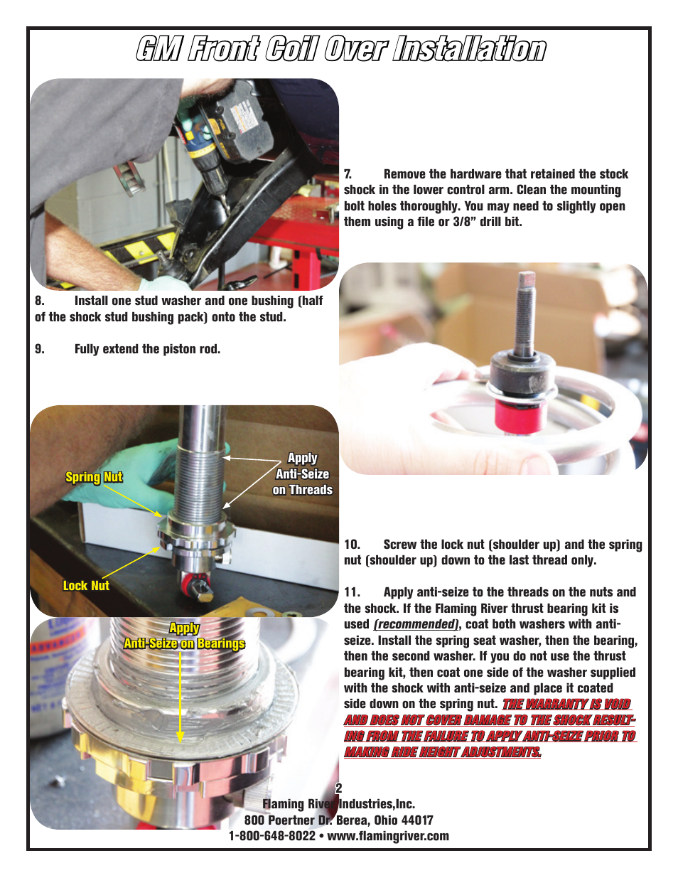 Gm front coil over installation | Flaming River Dual Adjustable Shocks User Manual | Page 4 / 14