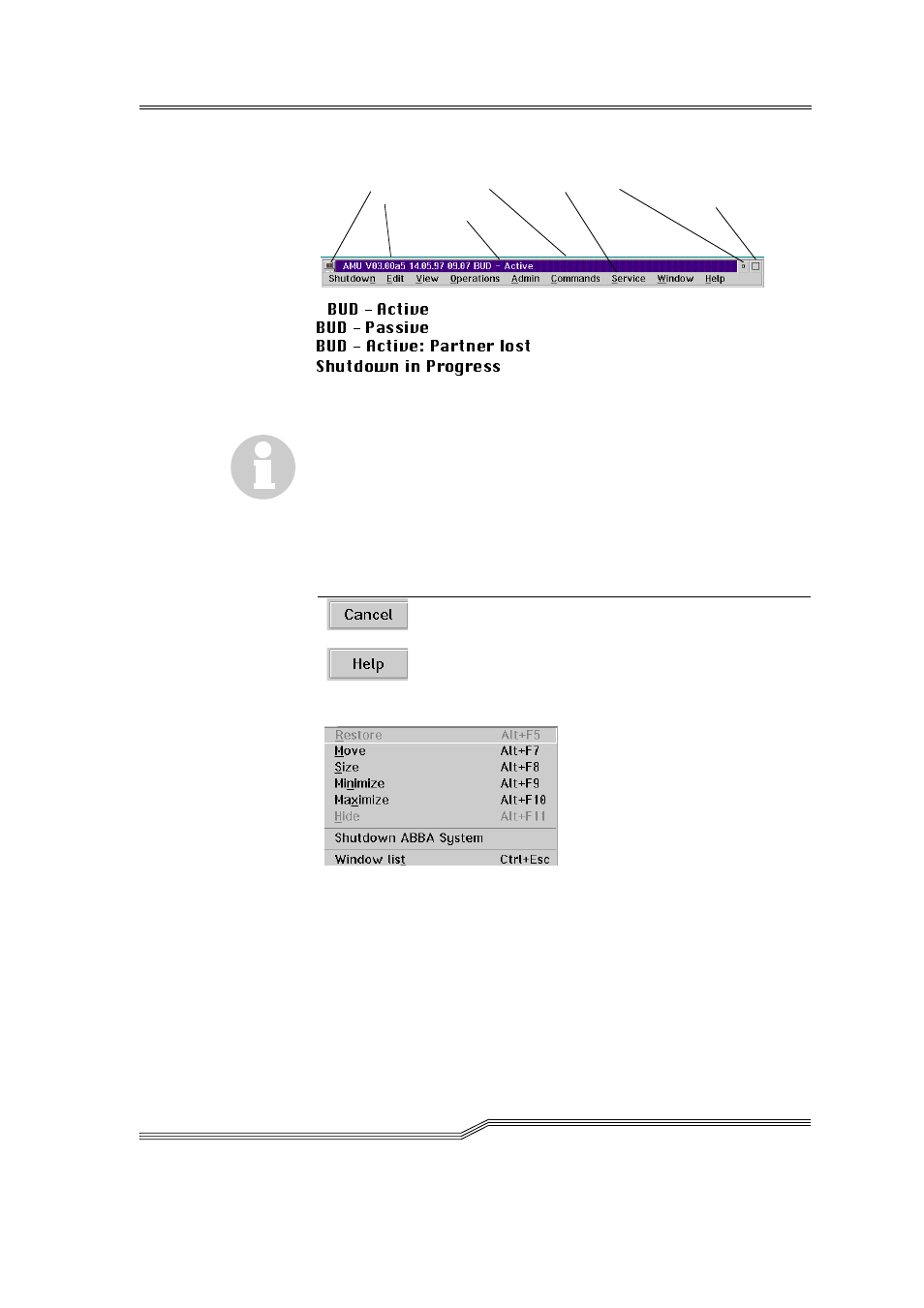 1 layout of the menu bar, 2 selecting a command, Control menu | With the mouse, Amu inactive, router sends to active amu | ADIC Switches User Manual | Page 40 / 82