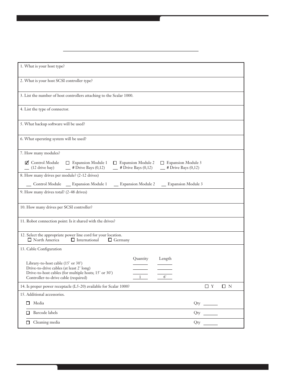 Scalar 1000 / ait ordering guidelines worksheet | ADIC Scalar 1000 User Manual | Page 12 / 24