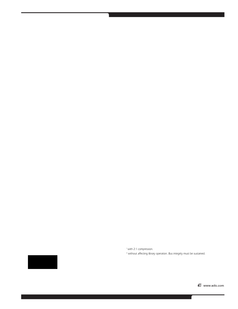 Year 2000 compliant, Library configurations, Drive and performance | Operation, Reliability, Physical, Environmental, Compliance and certification, Software and platforms | ADIC Scalar 1000 User Manual | Page 21 / 24