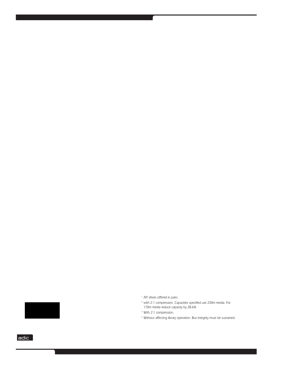 Year 2000 compliant, Library configurations, Drive and performance | Operation, Reliability, Physical, Environmental, Compliance and certification, Software and platforms | ADIC Scalar 1000 User Manual | Page 22 / 24