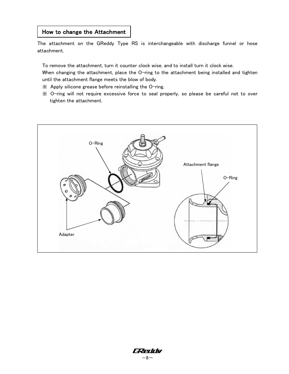 GReddy TURBO RELATED: Toyota Supra 1993-97 TT / BOV Kit BRS-112 JZA80 User Manual | Page 8 / 8