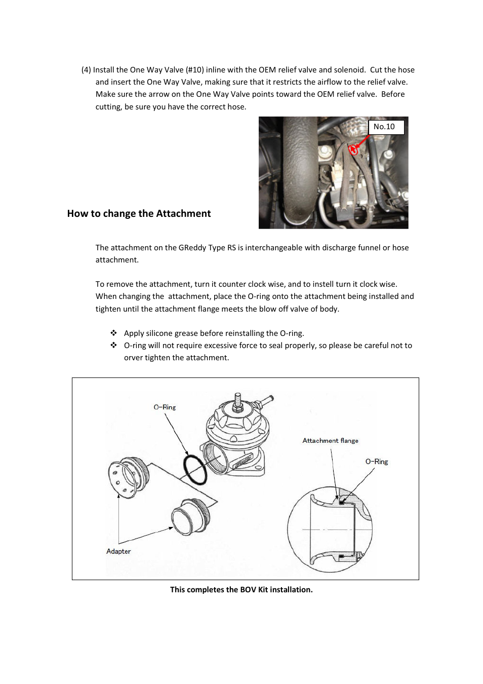 How to change the attachment | GReddy TURBO RELATED: Hyundai Genesis Coupe 2.0T 2010 / BOV Kit BRS-HGC20 User Manual | Page 6 / 6