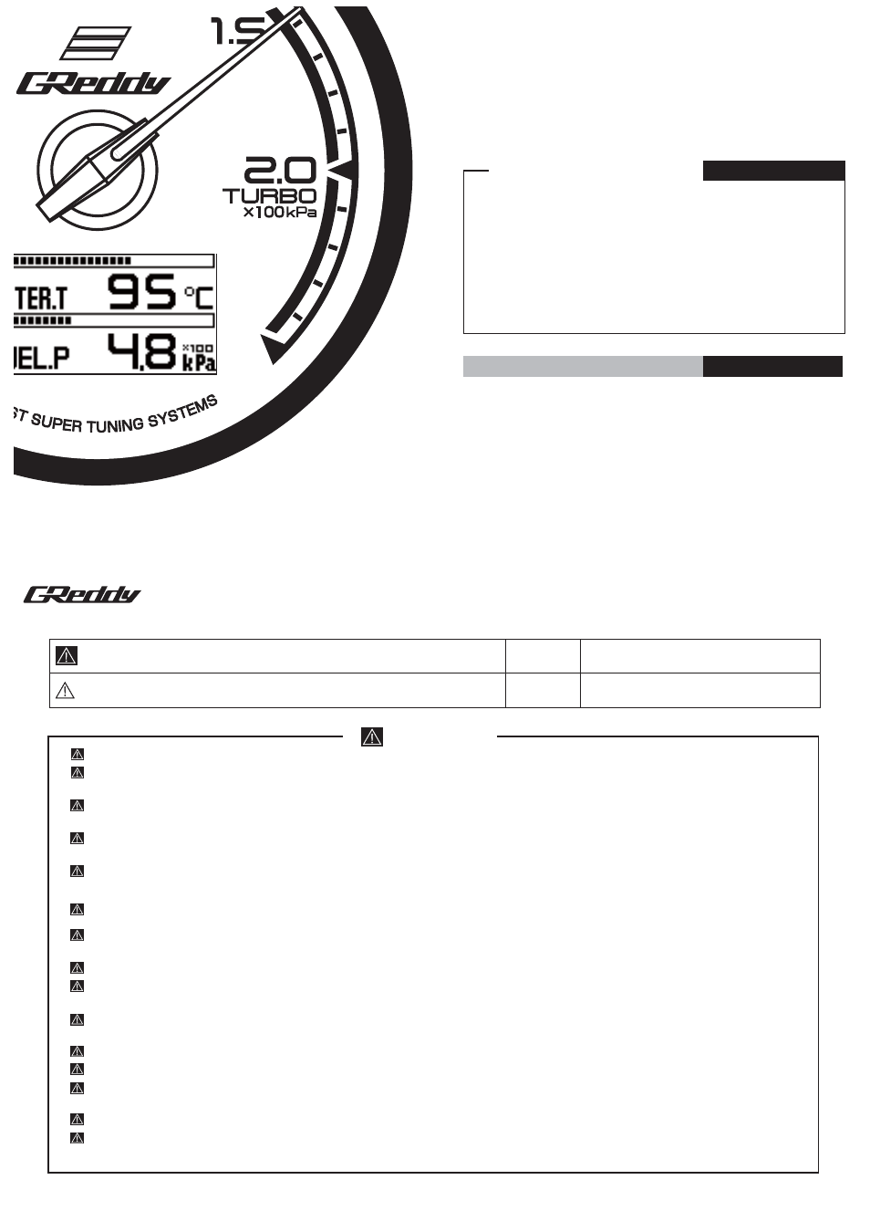 GReddy Multi D/A Gauge System User Manual | 7 pages