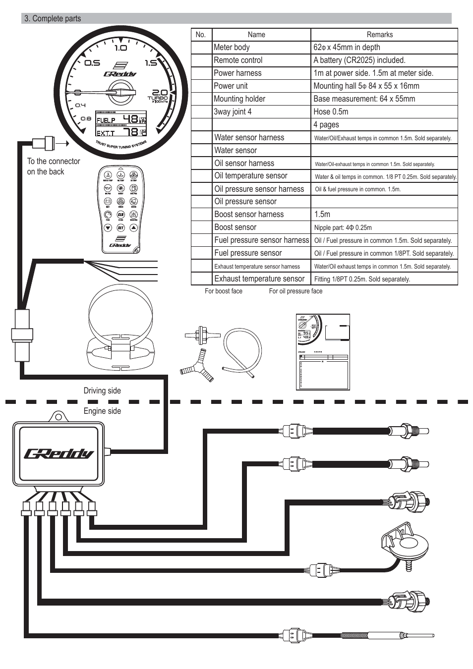 GReddy Multi D/A Gauge System User Manual | Page 3 / 7