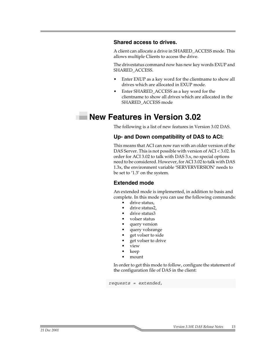 New features in version 3.02 | ADIC DAS V3.10E User Manual | Page 15 / 28