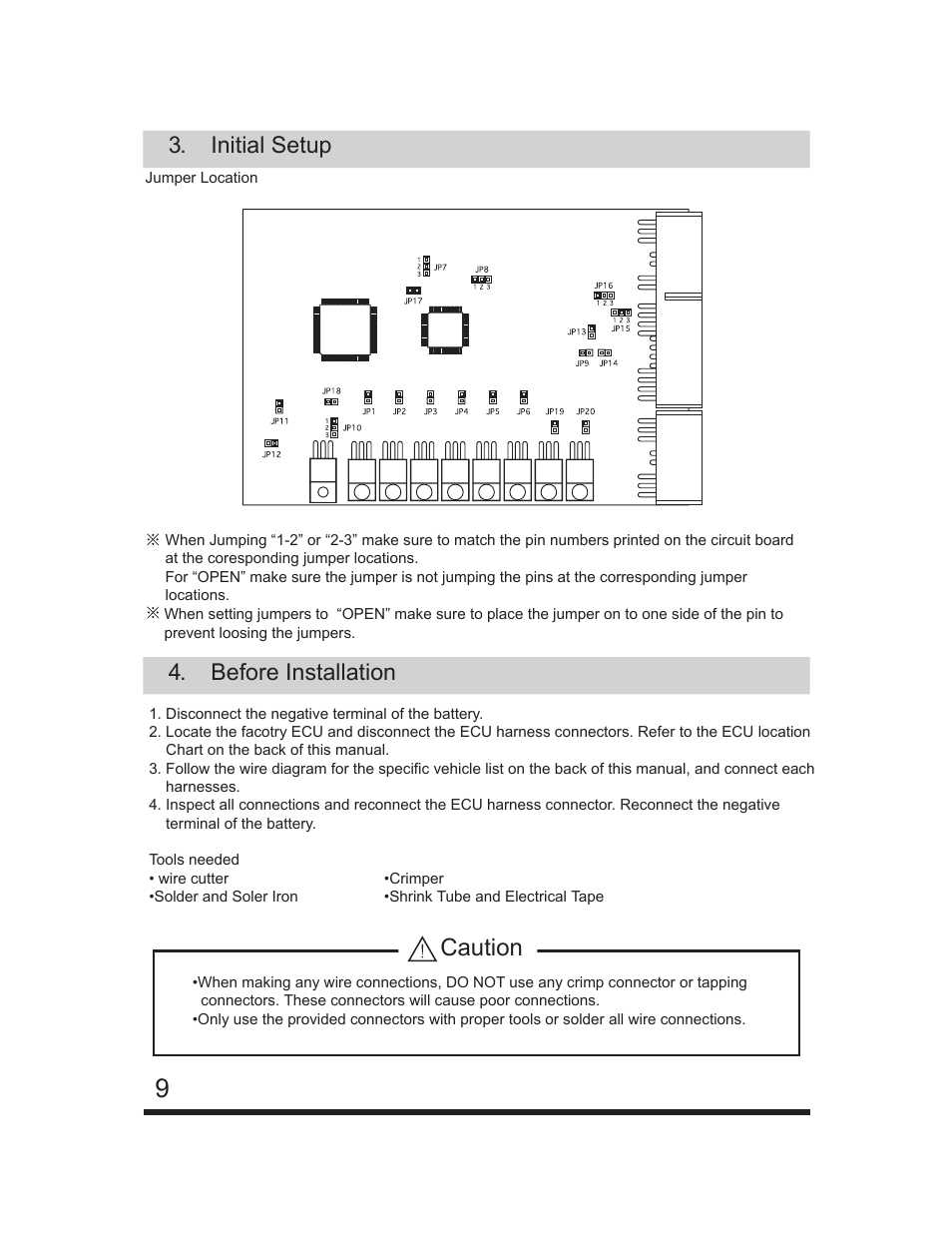 Caution, Before installation, Initial setup | GReddy e-Manage Ultimate Installation Manual User Manual | Page 10 / 40