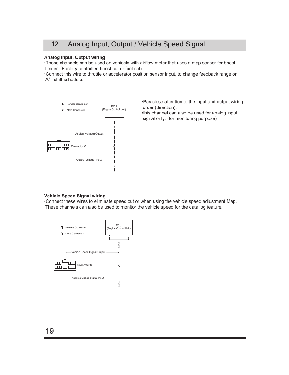 Analog input, output / vehicle speed signal | GReddy e-Manage Ultimate Installation Manual User Manual | Page 20 / 40