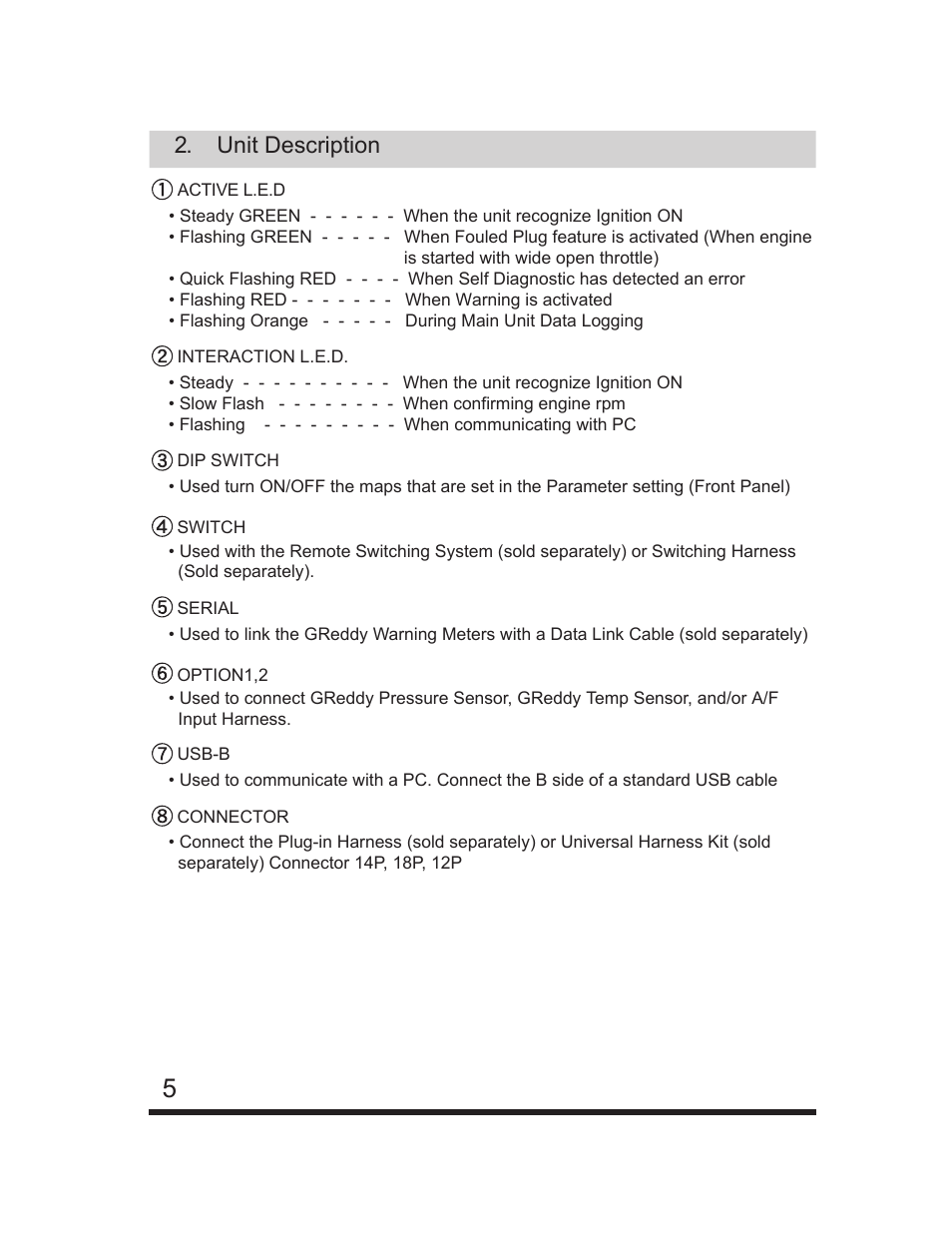 Unit description | GReddy e-Manage Ultimate Installation Manual User Manual | Page 6 / 40