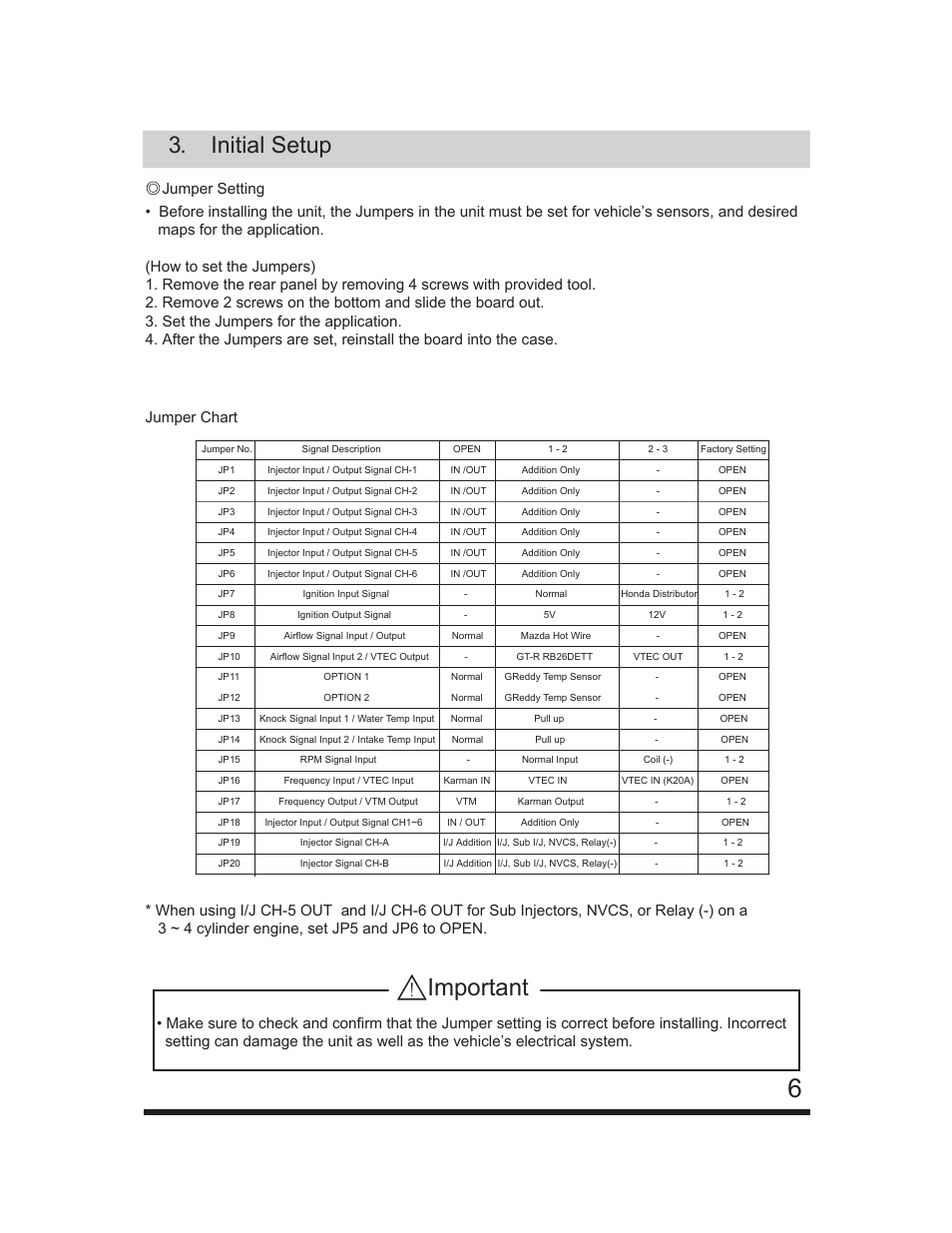 Important, Initial setup | GReddy e-Manage Ultimate Installation Manual User Manual | Page 7 / 40