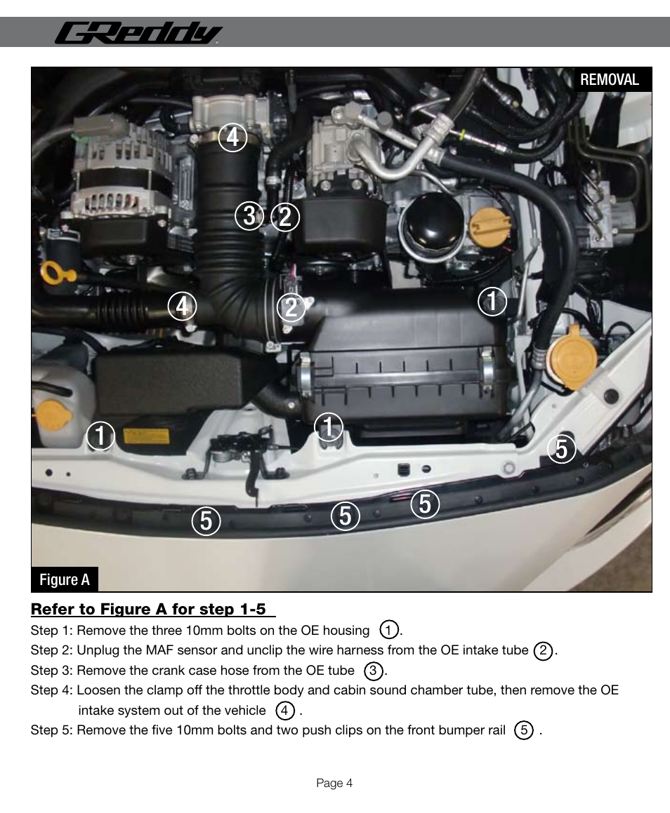 GReddy AIR INTAKE SYSTEMS: Scion FR-S / Subaru BRZ 2013 User Manual | Page 4 / 12